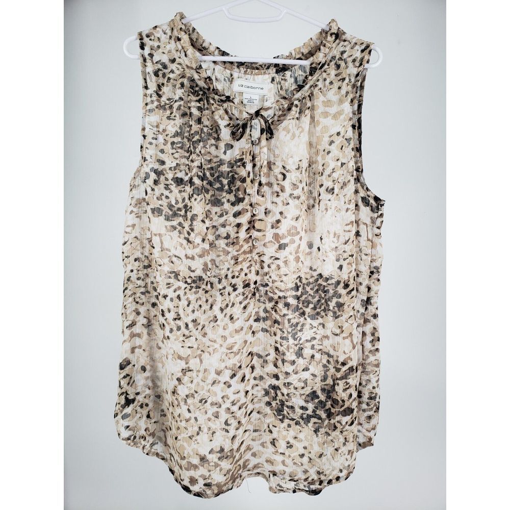 Liz Claiborne Animal Cheetah Print Tank‎ Top Sleeveless Lightweight Size L - Picture 2 of 7